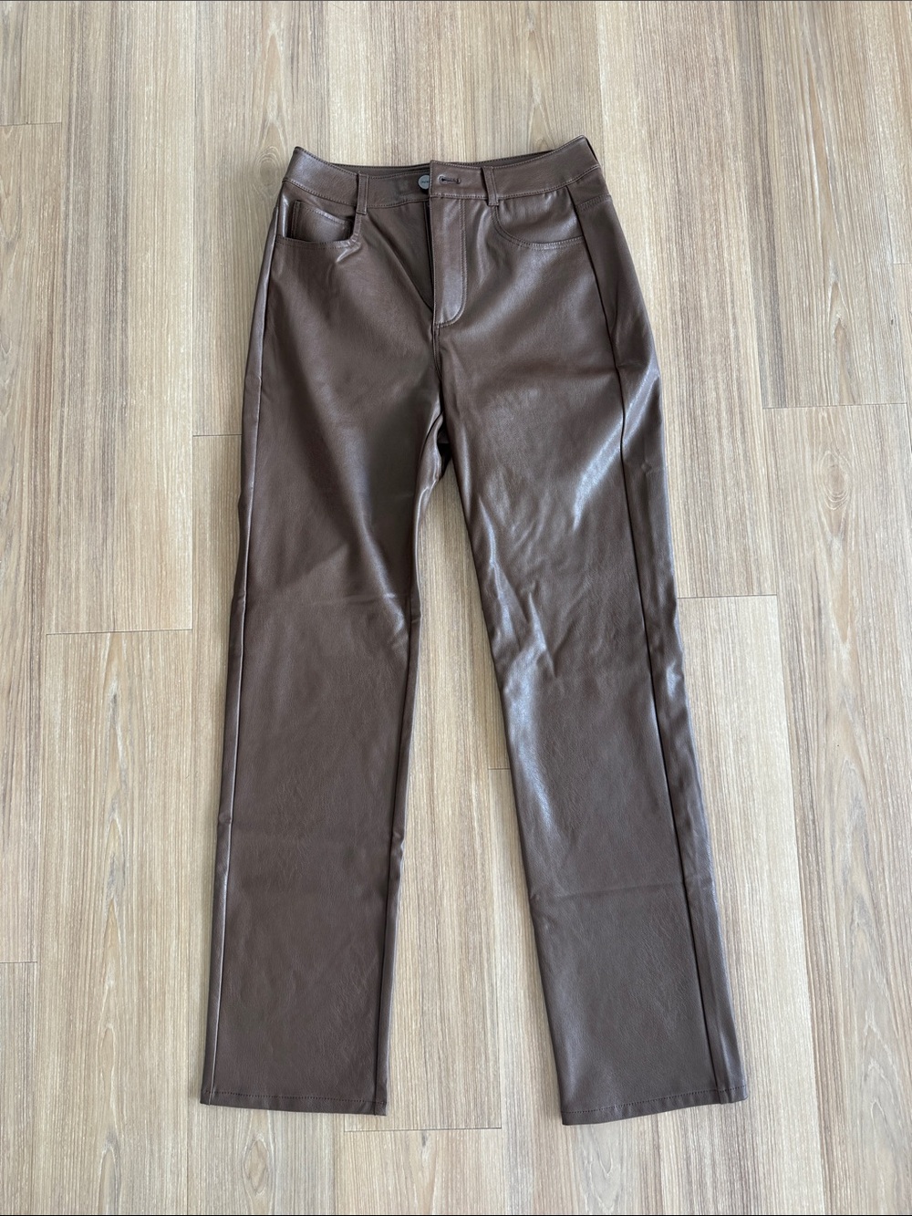 PAIGE Women’s Chocolate Brown Stella Faux Leather Pants